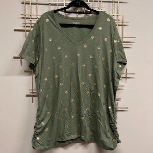 NWT Lane Bryant Ruched Side T Green with Seashells - 22/24